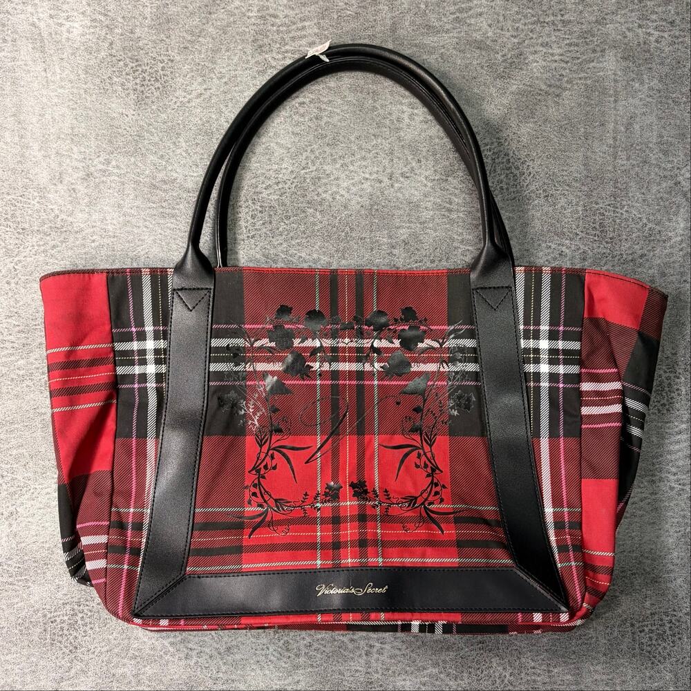 NWT Victorias Secret Red Plaid Tote Bag